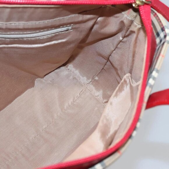 BURBERRY Nova Check Hand Bag Canvas Beige Gold Auth 120804 - Picture 11 of 16
